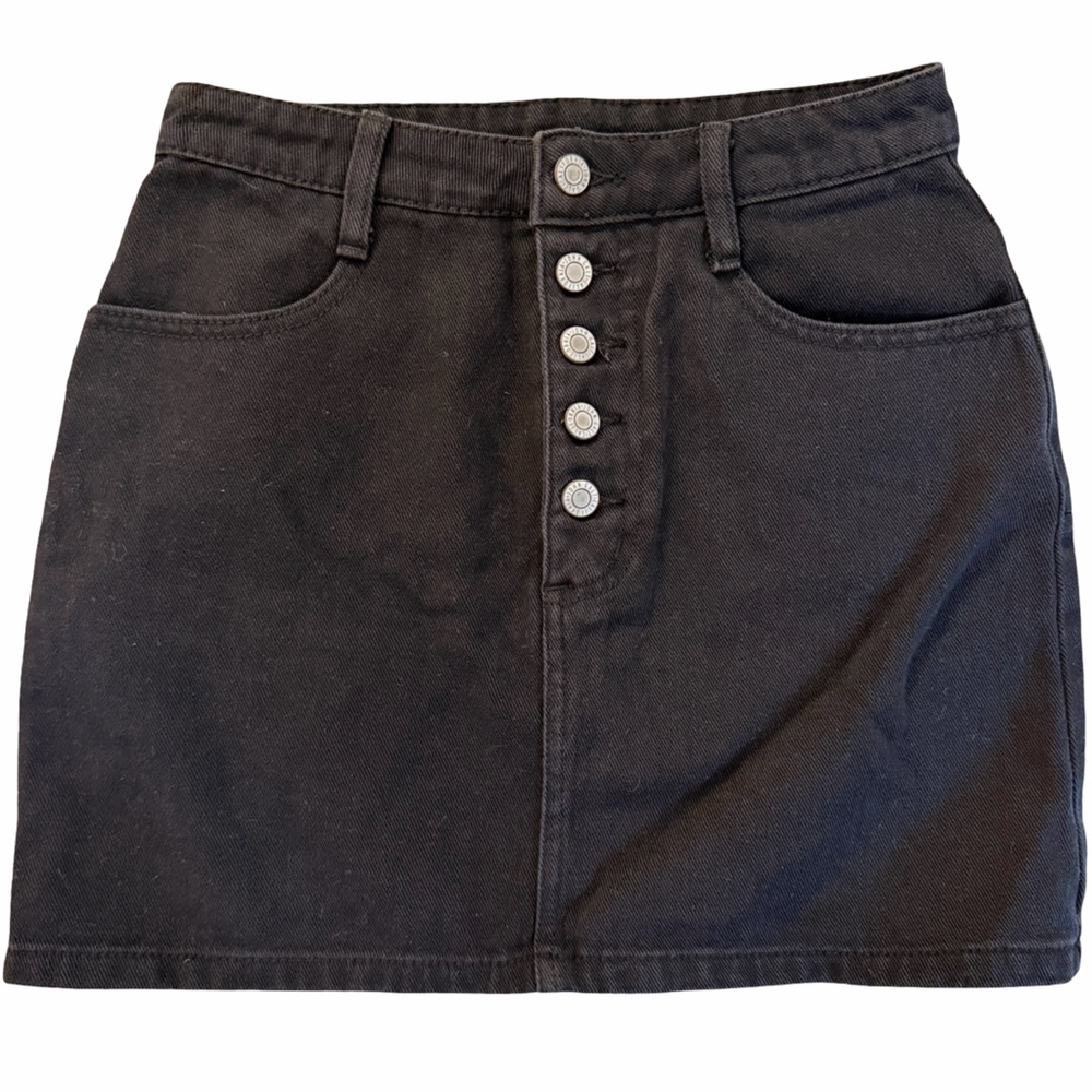 Brandy Melville John Galt Black Denim Button-up Mini Skirt